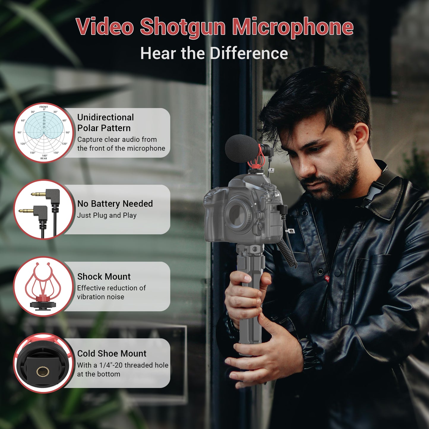 On-Camera Shotgun Microphone,MSGL35-1BK