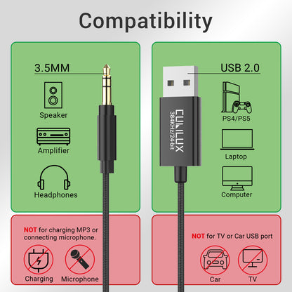 USB A to 3.5mm Male Audio Cable